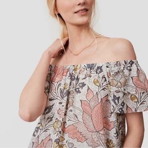 LOFT Floral Print Off Shoulder Top XS